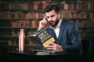 A photo of Vikrant Shaurya is captured. He is interviewd by Sam Carvalho on the Marketing A Practice Podcast where he speaks about how writing a book establishes your authority.