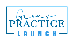 A photo of Group Practice Launch, a membership community for the solo private practice owner who wants to start a group practice. It is featured on The Practice of the Practice Podcast, a therapist podcast, as the sponsor.