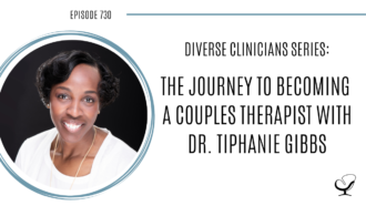 A photo of Dr. Tiphanie Gibbs is captured on the Practice of the Practice Podcast, a podcast for therapists and mental health professionals. Dr. Tiphanie Gibbs is a Licensed Clinical Marriage and Family Therapist in pursuit of renewing, rebuilding, and restoring relationships.